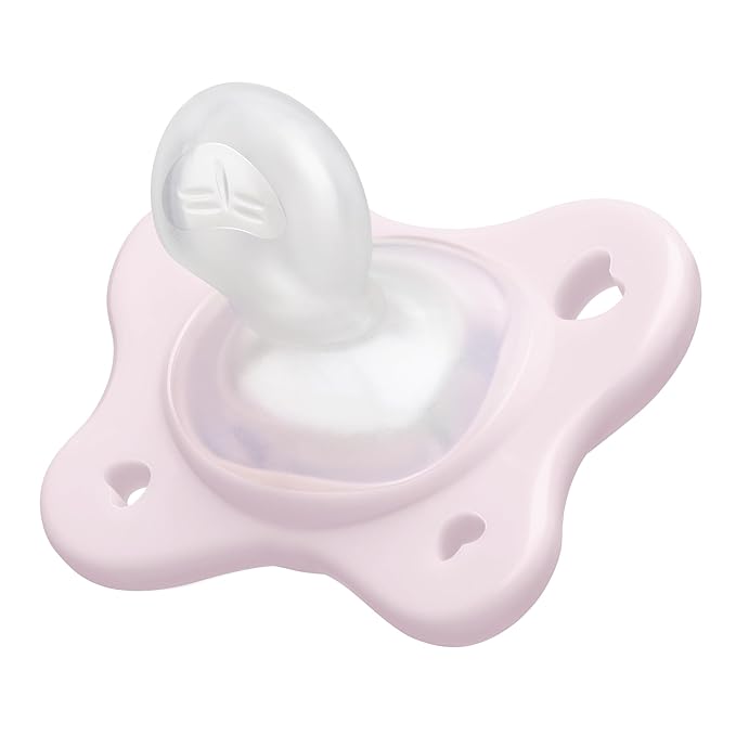 Chicco PhysioForma Dual Soft Orthodontic Pacifier for Babies 2-6 Months, 100% Soft Silicone, Supports Breathing, One-Piece Design, Included Sterilizing Case, BPA Free, 2-Pack, Pearl/Ballet Slipper