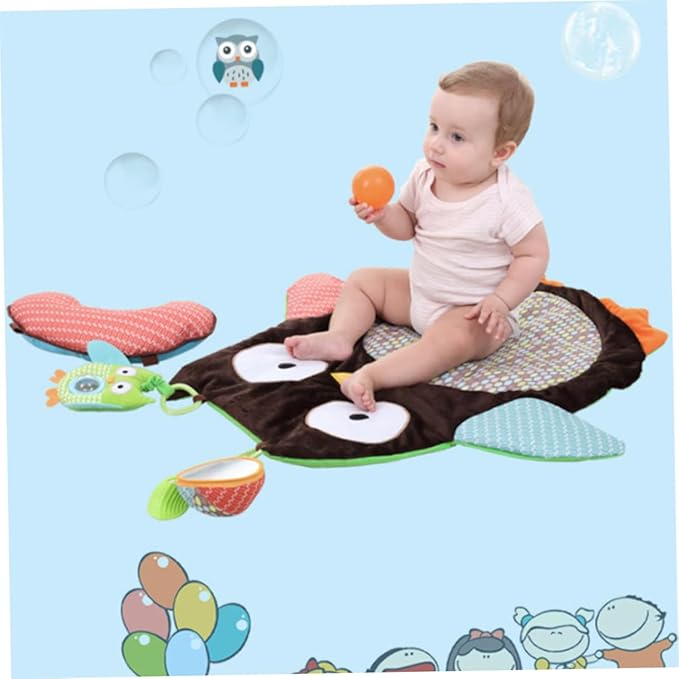 Garneck Owl-Themed Climbing Mat - Non Slip Soft and Safe Rug for Crawling and Sensory Development Ideal for Infants and 1pc Play Mat for Indoor Fun