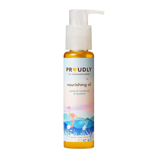 PROUDLY Nourishing Baby & Hair Oil by Gabrielle Union & Dwyane Wade, Baby Oil Gel for Dry, Sensitive Skin & Textured Hair, Black & Brown Babies, Vitamin E, 3oz