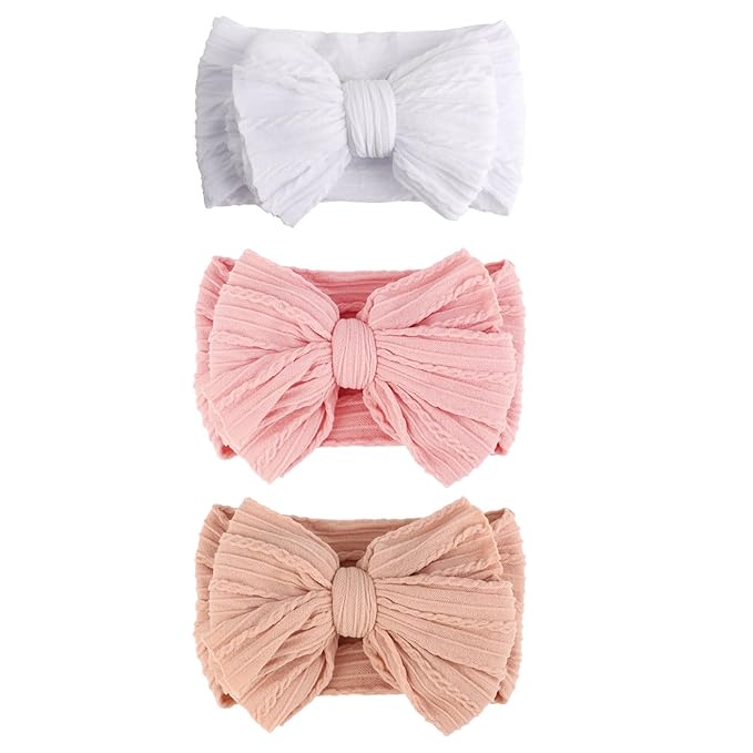 AQOKKA Baby Bows Headbands Nylon Baby Girl Headbands Soft Handmade Hairbands Toddler Hair Accessories for Girls Baby Newborn Infant Kids
