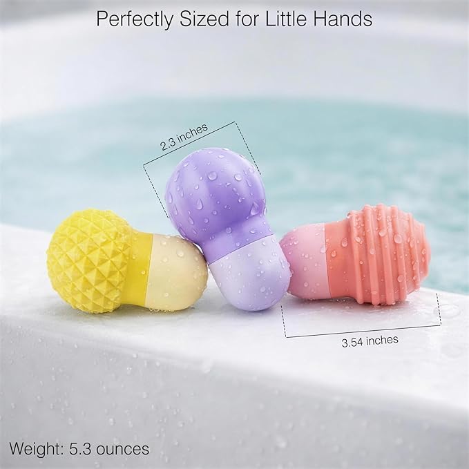 Sensory Squeezing Water Bath Toys for Toddlers,3PCS Bath Tub Pool Floating Toys for Babies Kids 1-3，Textured Fidget Toys Stocking Stuffers Gifts for Boys Girls Ages 1+