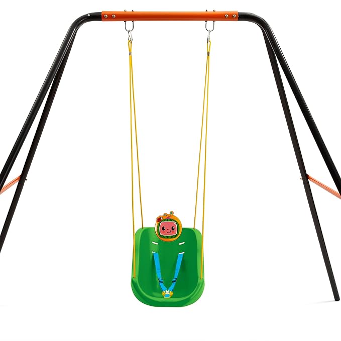 CoComelon 2-in-1 Outdoor Swing by Delta Children – for Babies and Toddlers – Full Bucket Seat