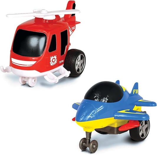 NKOK Junior Racers 2PK Friction Powered Coast Guard Heli & Supersonic Jet,Multi