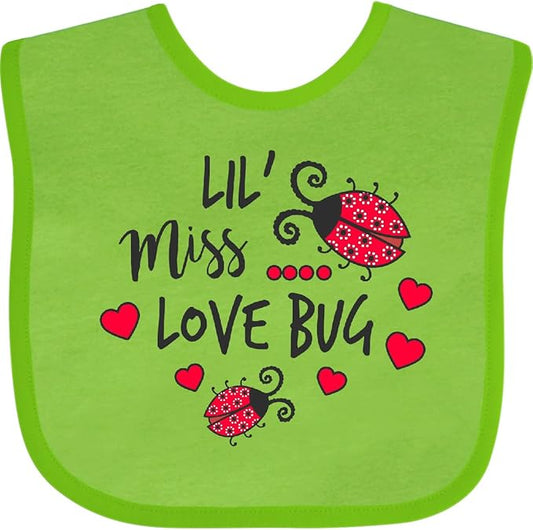 inktastic Lil Miss Love Bug with Lady Bug and Hearts Baby Bib