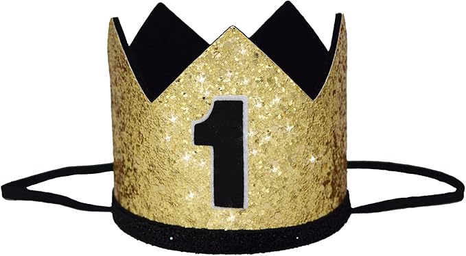 Glitter First Birthday Crown Baby Boy 1st Bday Party Hat Cake Smash Photo Prop