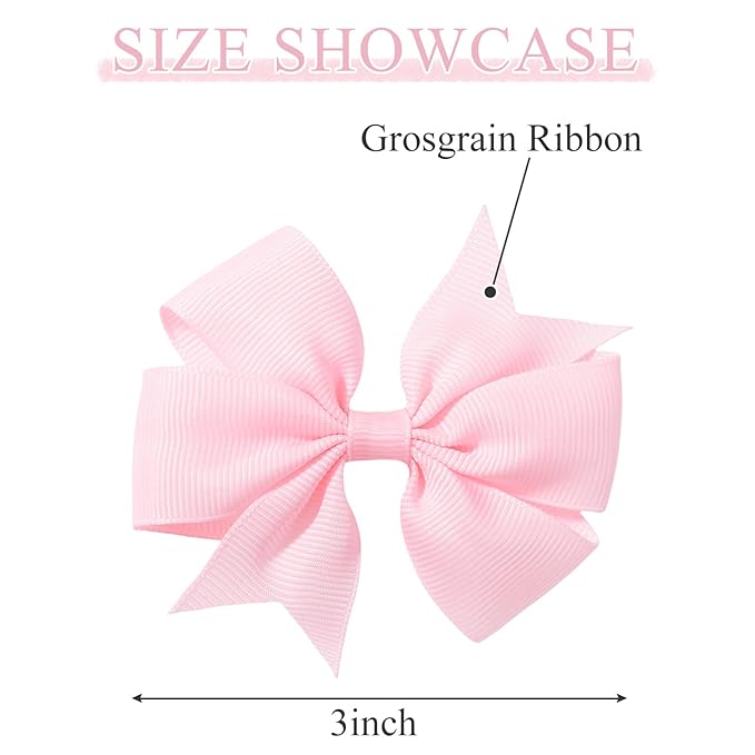 Choicbaby 3 Inches Hair Bows for Girls Pink Grosgrain Ribbon Pinwheel Hair Clips Toddler Bows Hair Clips for Birthday Baby Shower Gifts 6 Pack Photo Props