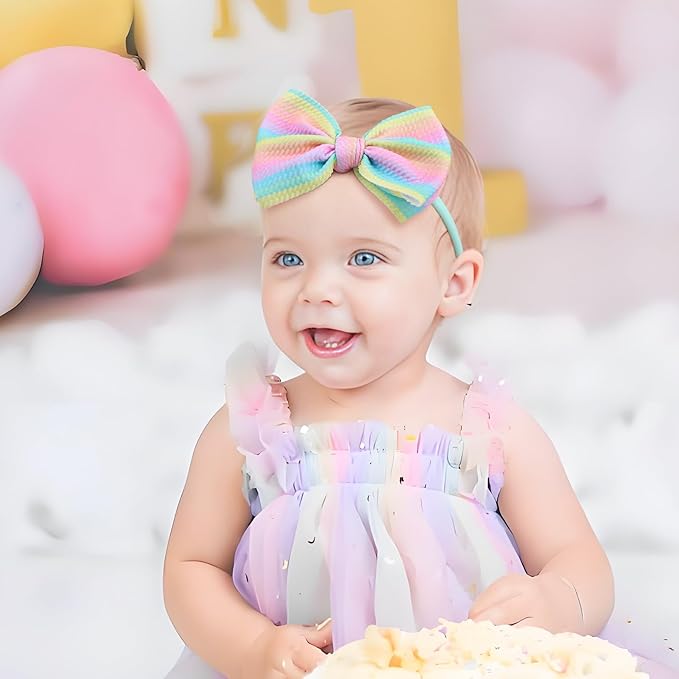 Rainbow Hair Bows for Baby Girls Dreamy Hair Accessories Violet Headbands for Newborn Infant Toddler Babies Outfits Accessory Hair Bands