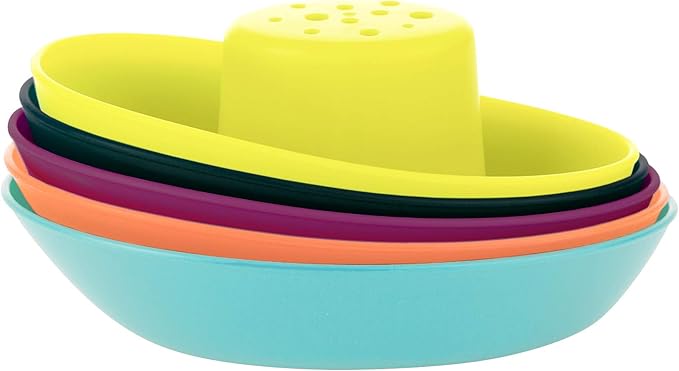 Boon Fleet Toddler Bath Tub Water Stacking Boat Toy Set for Kids Aged 9 Months and Up, Multicolor (Pack of 10)