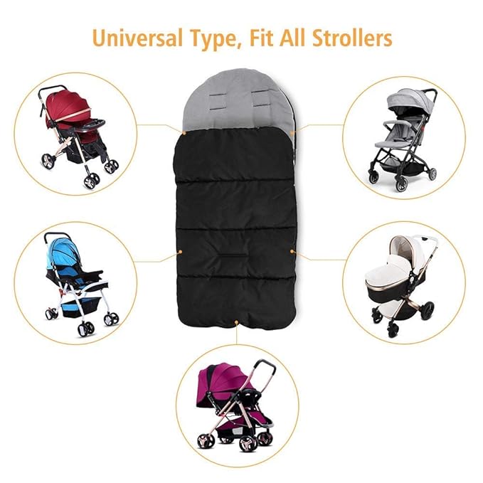 Baby Sleeping Bag Universal 3 in 1 Stroller Annex Mat Footmuff Cover Stroller Bunting Bag Waterproof Windproof Cold-Proof Detachable (White)