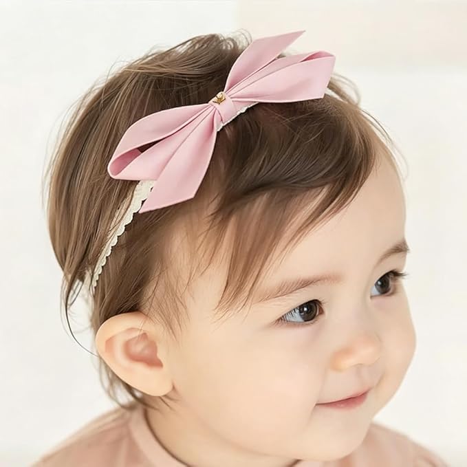 Baby Girls Cute Lace Bow Headband Soft Cotton Elastic Hair Accessories for Toddlers Newborns Ideal for Birthdays Baby Shower Photoshoots Special Occasions