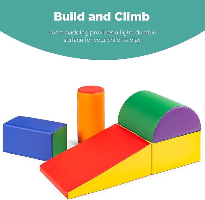 Best Choice Products 5-Piece Kids Climb & Crawl Soft Foam Block Activity Play Structures for Child Development, Color Coordination, Motor Skills - Multicolor