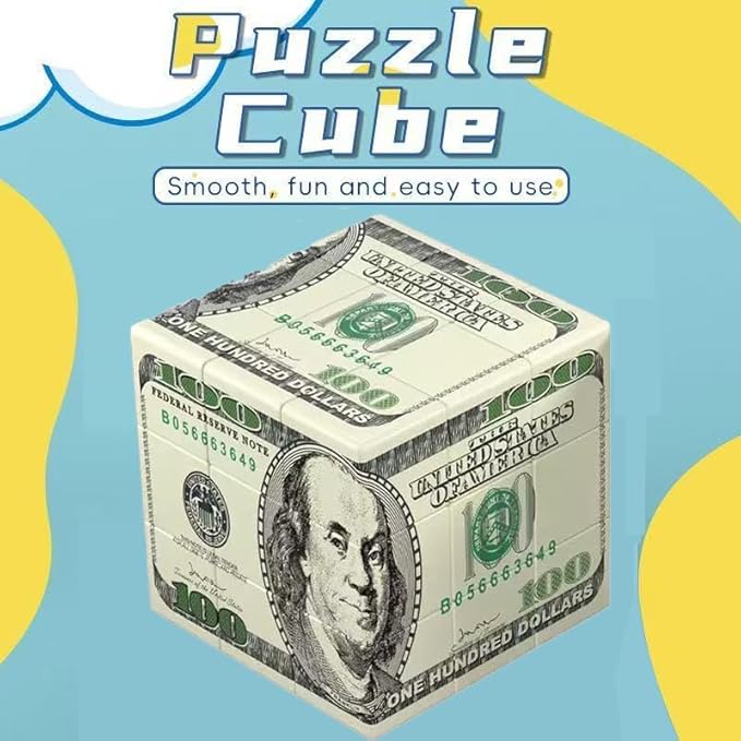 Dollar Cube 3x3 Magic Cube US Dollar Bill Speed Cube Puzzle Toy (1 Dollar)