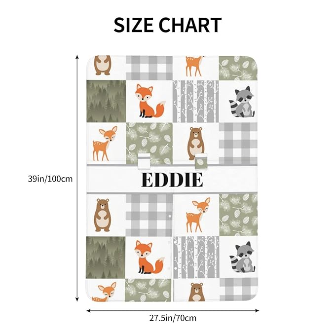 Personalized Baby Car Seat Canopy for Babies, Custom Name Car Seat Covers for Boys and Girls, Opening Minky Nursing Breastfeeding Cover for Infant, Carseat Canopies for Newborn (Woodland Animals)
