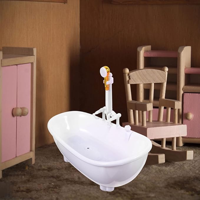 Yardwe Doll Bathtub Toy Set 2Pcs Miniature Bathtubs with Spray for Kids, Mini House Decor Prop for Kids, Play and Bath Time Fun