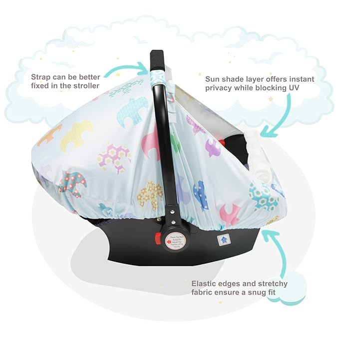 SMTTW Car Seat Cover for Babies, Stretchy Breathable Carseat Canopy, Multiuse Infant Stoller Cover for Baby Boys Girls, Privacy Breastfeeding Coverage Protect Baby from Wind, Sun (Swallow)