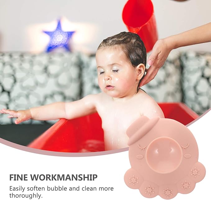 Bath Silicone Brush Scalp Massager Shampoo Brush Comb for Kids Pink