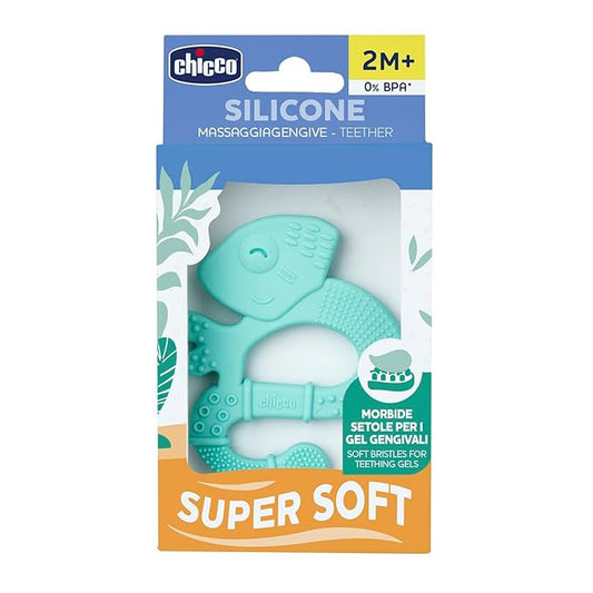 Chicco Super Soft Anneau de Dentition en Silicone avec Relief et Textures Pour bébé avec gencives sensibles, facile à saisir, ergonomique, bébé 2 Mois+, Design Iguana