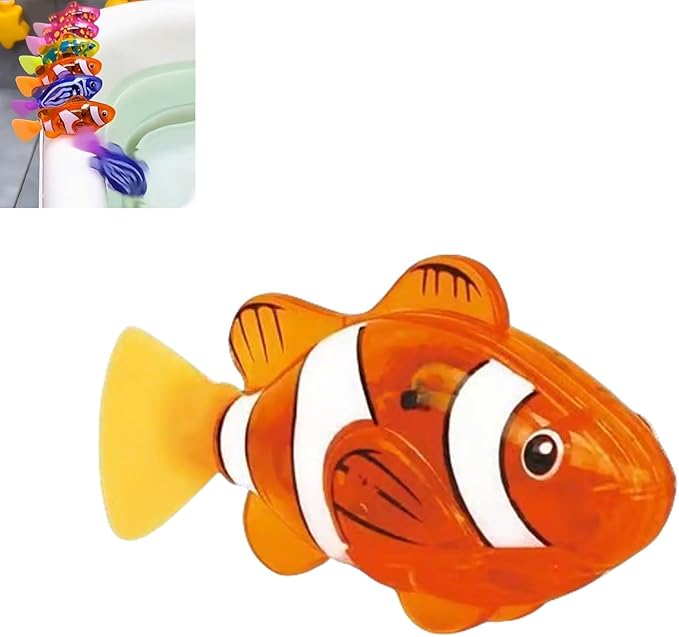 Magic Water-Activated Glowing Swimming Fish, Neon Deep-Sea Disco, Interactive Colorful Robot Fish, Swimming Robotic Luminous Function, Waterproof Aquarium Bath Time Fun(Orange)