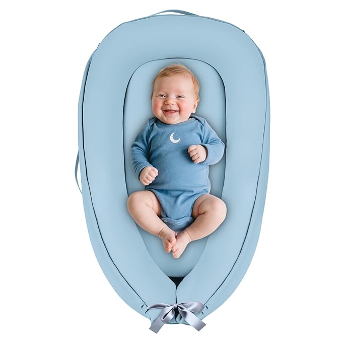 Baby Lounger, Baby Lounger for Newborn 0-24 Months, Premium Soft & Breathable Infant Lounger, Pure Cotton Baby Nest for Boys & Girls, Portable Newborn Lounger for Travel and Home.