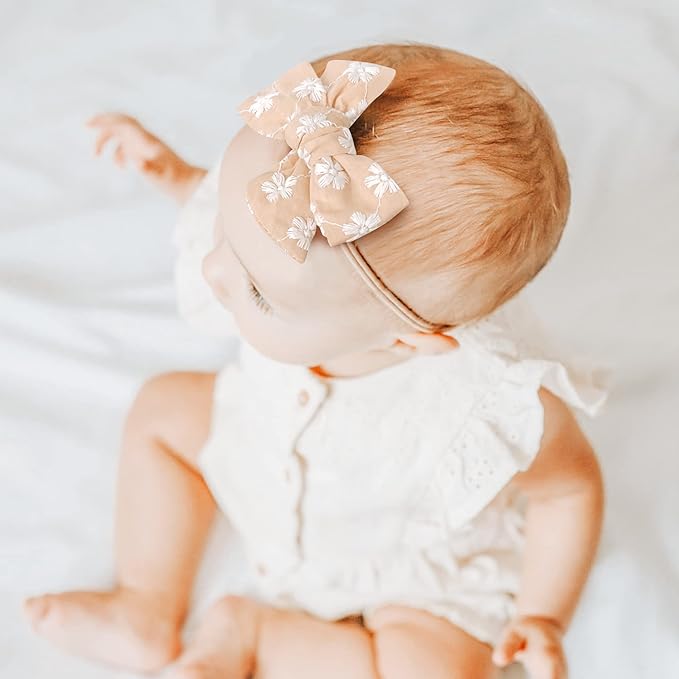 Niceye Handmade Hair Accessories: 12 Packs of Stretchy Nylon Headbands and Bows for Newborns, Infants, Toddler Girls