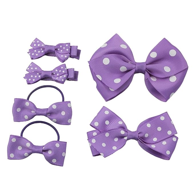 Polka dot Hair Clips Bow Baby Girls Polka dot Barrettes Clips BBG54 (B5-Lavender)