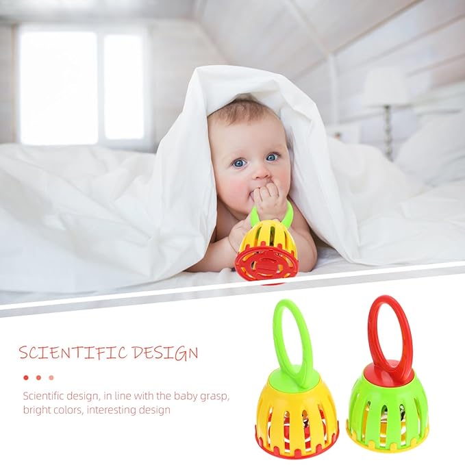 Handheld Jingle Ring Sleigh Bells: 2Pcs Cartoon Handbell Party Rattle Kids Bell Rattle Luminous Handbell Musical Instrument