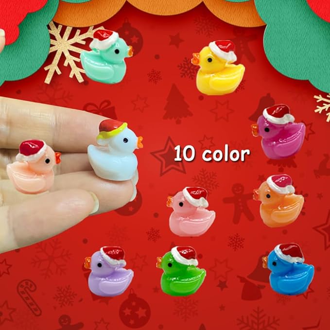 AWEELON100 Pcs Christmas Tiny Ducks Mini Resin Ducks Tiny Ducks (A)