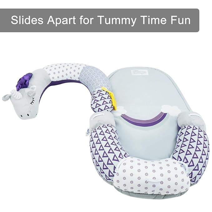 Lovvie & Joy 2-in-1 Tummy Time Mat & Seated Support Pillow,Baby Tummy Time Pillow Support for Newborns and Older Babies,with Detachable Support Pillow and Toys Unicorn