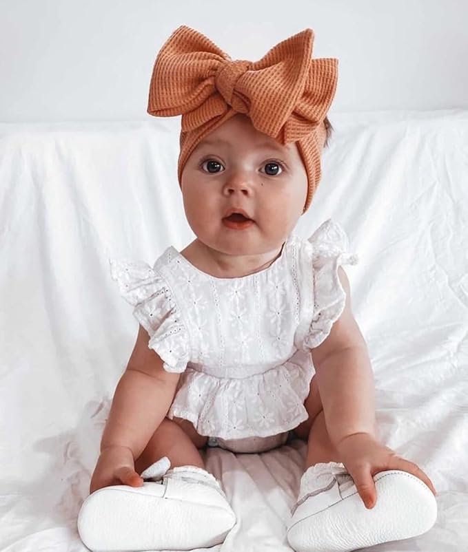 Baby Headbands Waffle Hairband with Bows for Baby Girls Newborn Infant Toddlers Kids
