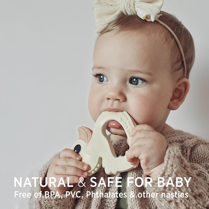 HEVEA Natural Rubber Baby Teether - for Soothing Sore and Itchy Gums, Baby Teething Toy - Bpa, Silicone Free - 4+ Months, Single Pack (Duck)