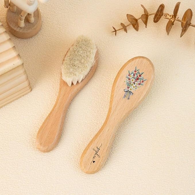 Personalized Baby Hair Brush,Hairbrush,Personalised Name Baby Brush,Baby Birthflower Hair Brush,Custom Baby Gifts (1pcs)
