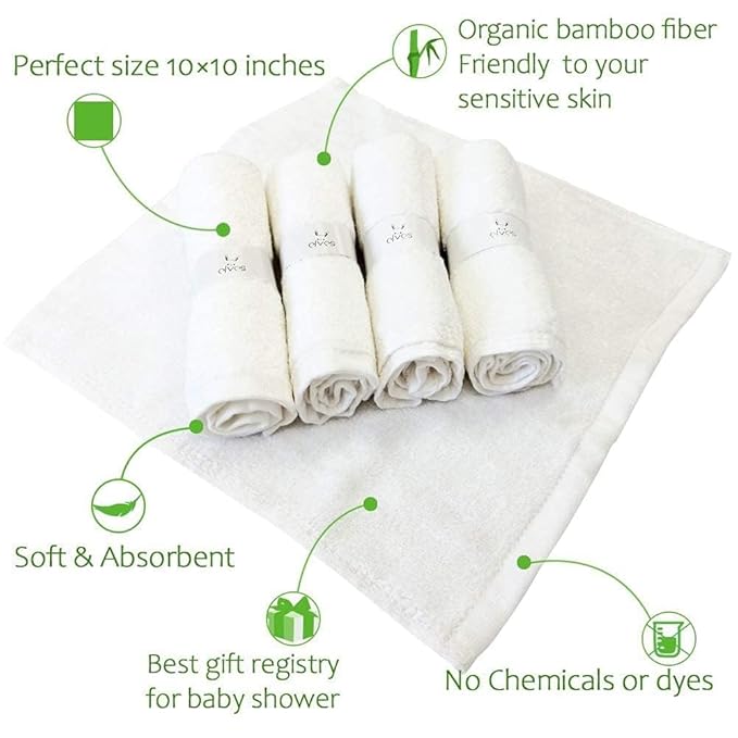 elves Bamboo Viscose Face Cloth - Soft Washcloths for Baby & Adult Sensitive Skin- Organic Wash Clothes 10'' x 10'' - Reusable Makeup Remover Face Towel - Set of 6 (Grey)