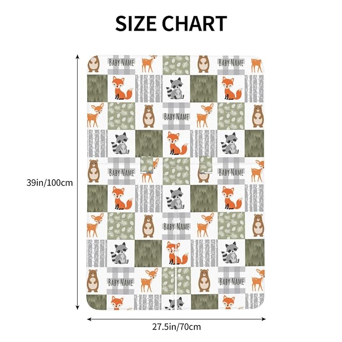 Personalized Woodland Animals Baby Car Seat Canopy for Babies with Name, Custom Stroller Car Seat Covers for Girls Boy, Minky Nursing Carseat Cover for Breastfeeding, Car Seat Canopies for Newborn