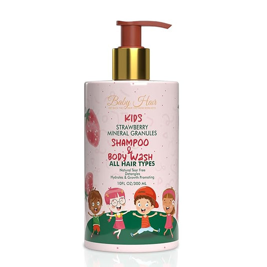 Baby Hair - Strawberry Mineral Kids Shampoo/Body Wash, Sulfate-Free Kids Tearless Shampoo and Body Wash, Shampoo For Kids with Strawberry Oil, Camellia Oil, and Biotin, No Tears Shampoo, 10 fl.oz.