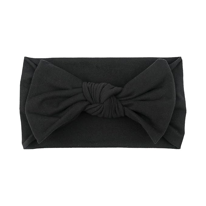LemonSpce Handmade Baby Head wrip with Bows Stretchy Soft Infant Comfortable Baby Bow for Newborn girls and boys,Toddler-Trendy Designs Classic colors Hair Accessories(Black)