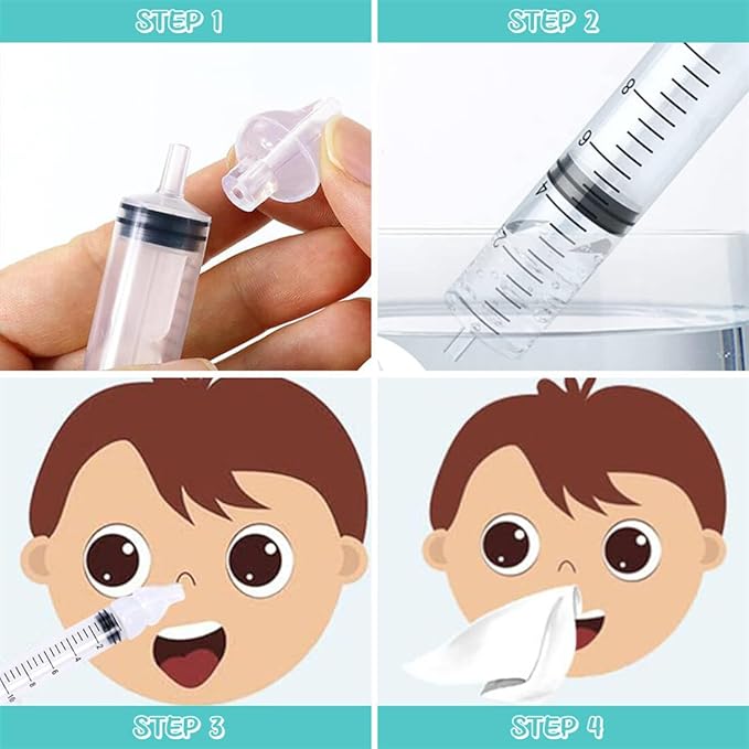 Nasal Irrigator Baby Nose Cleaner 2PCS Professional Infant Nasal Irrigation Portable Nasal Hygiene with Reusable Silicone Nasal Suction Tip for Rinsing