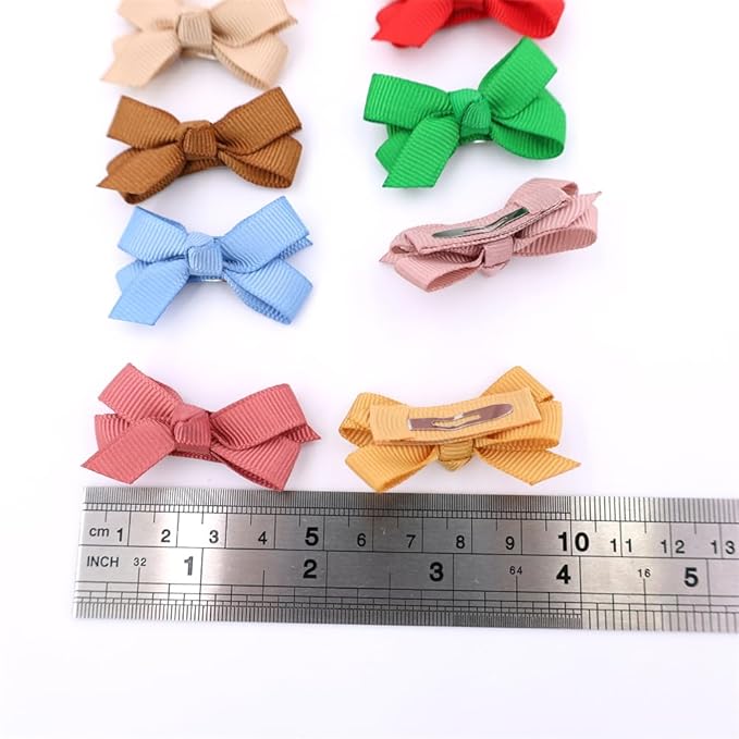 12 PCS Baby Bow Bangs Hair Clips Tiny Snap Clip for Infant Toddler Girl Mini Grosgrain Ribbon Hair Bow Barrettes Girls Hair Accessories (1.75" jojo bow Popular 12 colors)