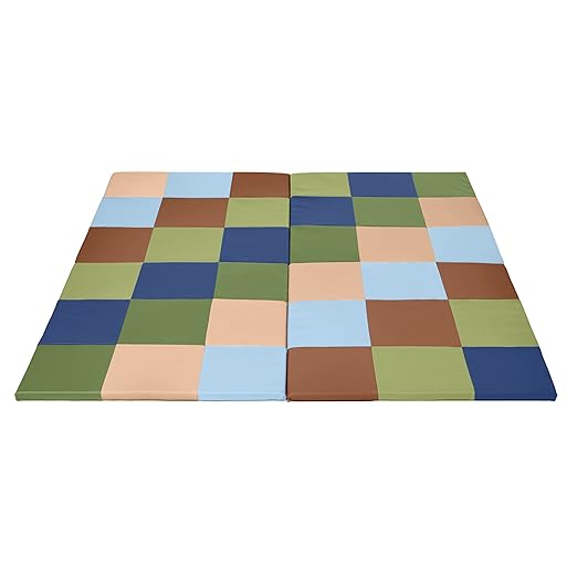 ECR4Kids Softzone Patchwork Toddler Foam Play Mat, 58" Square, Earthtone