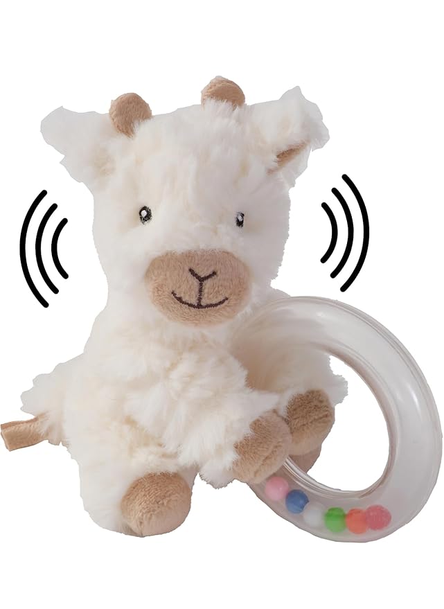 Bearington Lil' Lofty 5.5 Inch Giraffe Baby Rattle - Soft Rattles for 0-6 Months & Plush Giraffe Ring - Stuffed Animal Baby Toys - Infant Toys