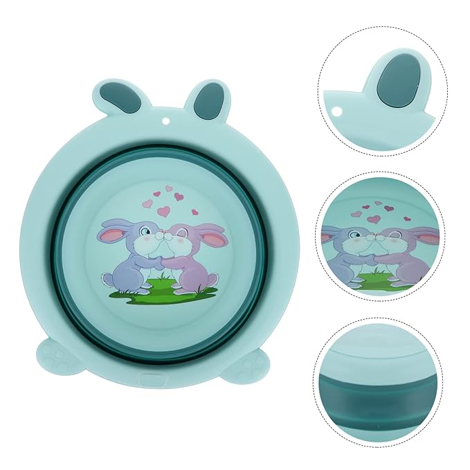 Little Rabbit Portable Baby Wash Basin Foldable Foot Bath Tub for Toddler Face Hands Feet Washing Travel Use Lightweight Safe 13.38X12.20X3.93 Inches