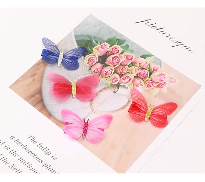 24 Pcs Baby Girls Hair Clips Butterfly Alligator Hair Clips Chiffon Hair Barrettes Hairpins Hair Accessories for Girl Teens Kids Babies Toddlers Women