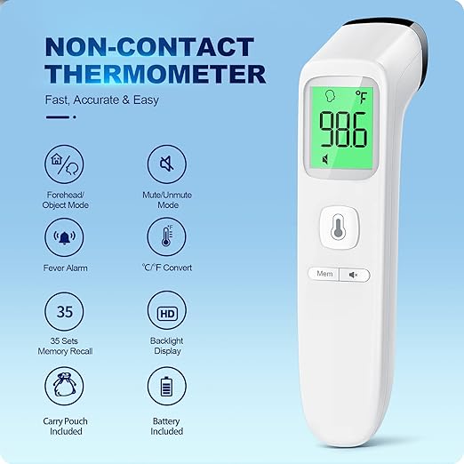 Forehead Thermometer for Adults and Kids - 202 White & 2000 White
