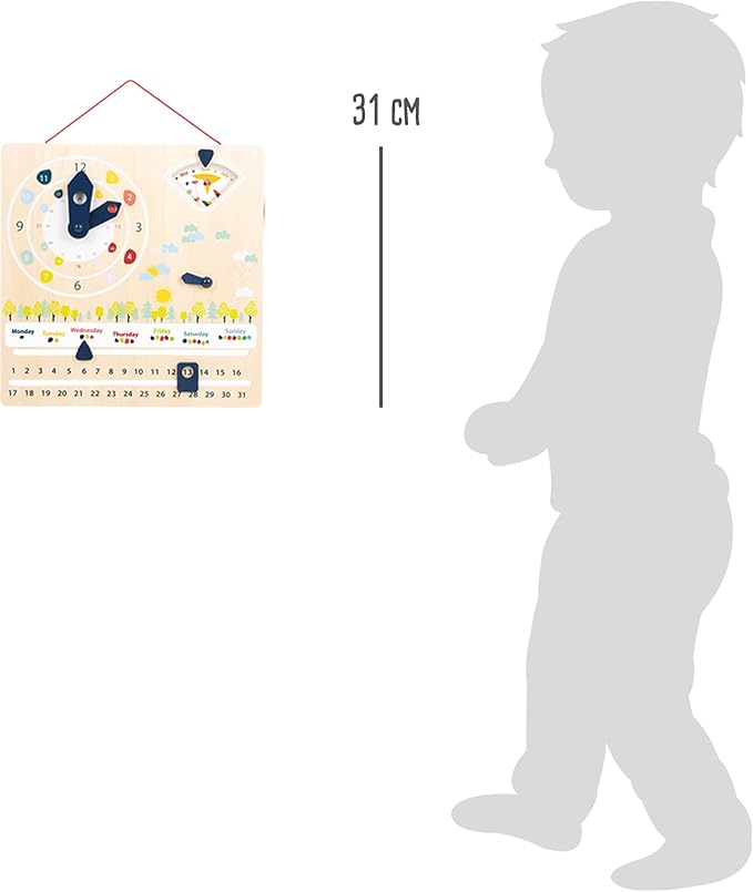 Small Foot 11625 Board Educate Made of FSC-Certified Wood, Learn time, Weather, Days, & Much More, Ages 3+ Toys