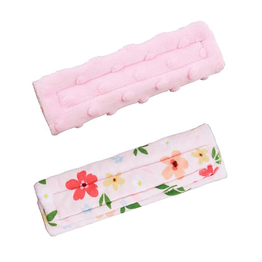 2-Pack Car Seat Strap Covers, Infant Seatbelt Covers, Velvety Soft Double-Sided Use Car Seat Shoulder Strap Pads for Infant Toddler, Colorful Flower