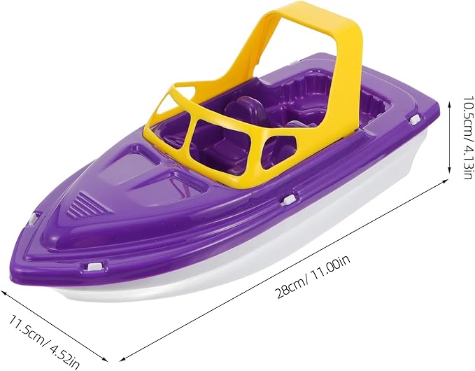 Floating Toy Boat for Bathtub & Pool - 11" Plastic Toddler Tub Toy with Non-Scratch Color Learning Sensory Water Play for Kids Babies, No Batteries (Purple)