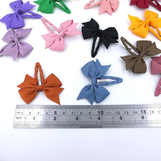 Boutique Baby Hair Clips - Toddler Tiny Hair Bow Snap Clips for Infant Girls Kids (Pinwheel, 24 Colors)