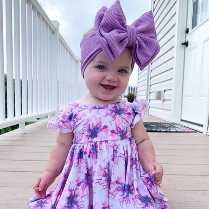 Bows for Baby Girls Headband, Newborn Bows Headbands Baby Hair Bows Hairbands Hair Accessories.(FD104-Purple Lavender)
