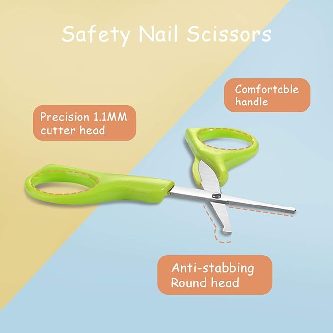 SONARIN Transparent Lid Baby Nail Kit,4-in-1 Baby Grooming Kit,with Baby Nail Clippers,Scissor,Nail File&Tweezer,Baby Nail Care Kit for Newborn,Infant or Toddler(Light Green)