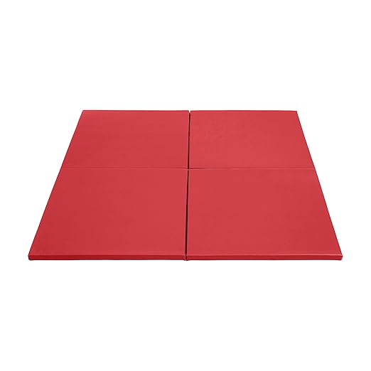 ECR4Kids SoftZone Play Patch Activity Mat Squares, Modular Playmat, Red, 4-Pack