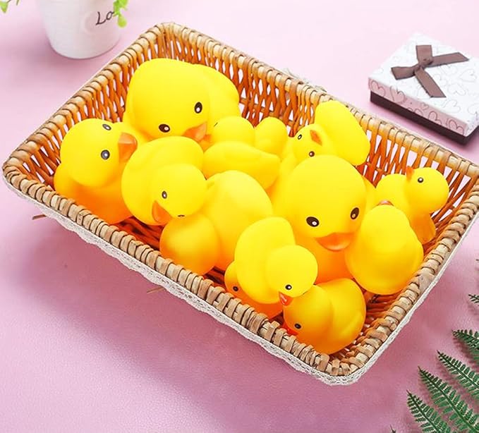 CICITOYWO Yellow Rubber Ducks, 30pcs Preschool Small Bath Toys Bathtub Floating Duckies Gift for Baby Shower Infants Kids Toddler Party Decoration (Small)